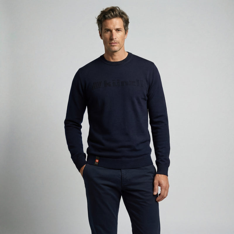 Herrenpullover aus Merinowolle Rundhals – Blau