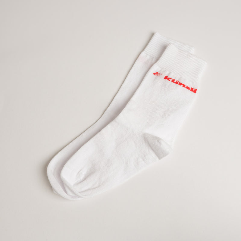 Socken hoch – Weiss / Rot