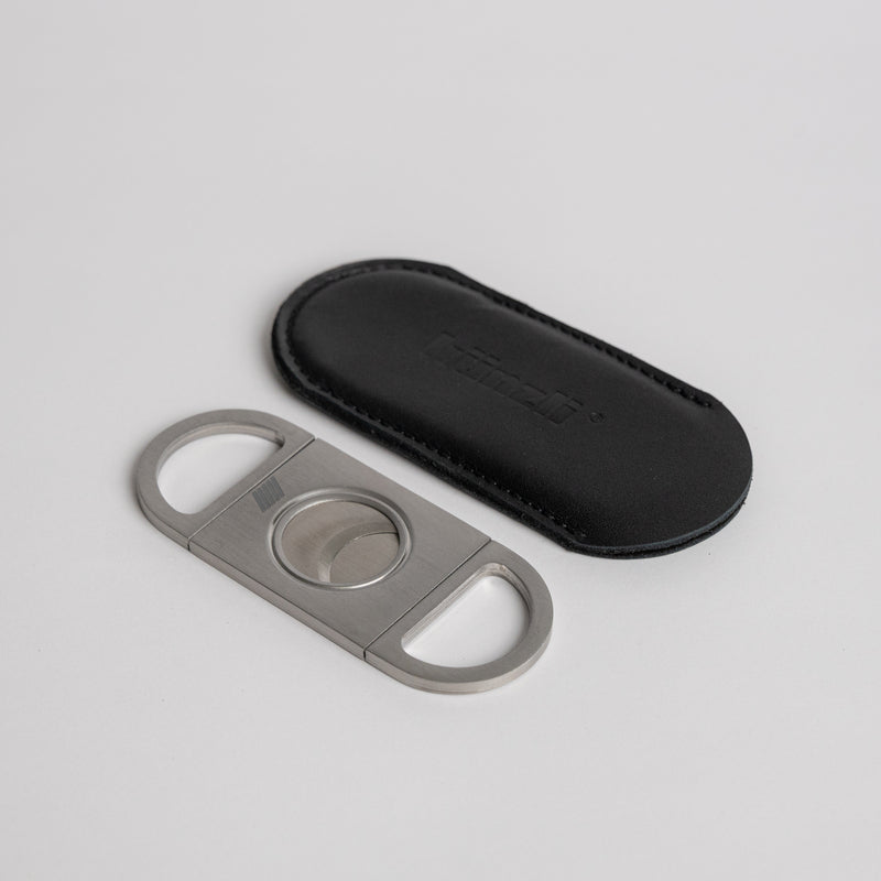 Zigarrenschneider mit Lederetui – Schwarz