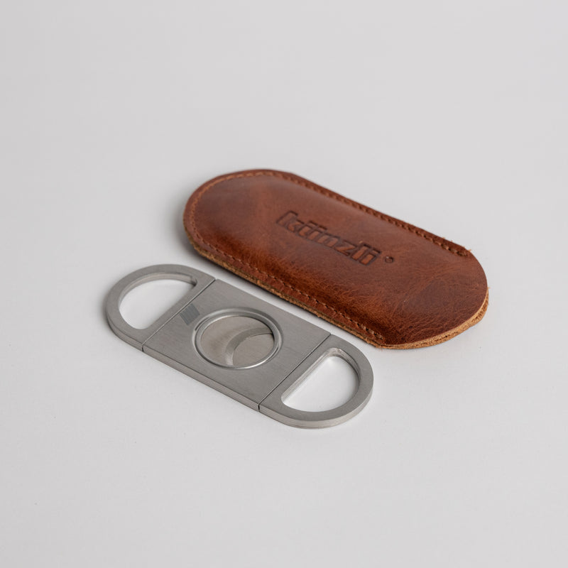 Zigarrenschneider mit Lederetui – Braun